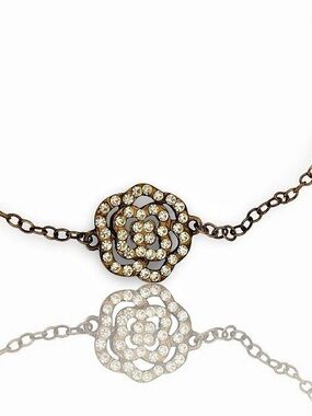 Rhinestone Flower Chain Bracelet (stamped 925 ) - 7 inches